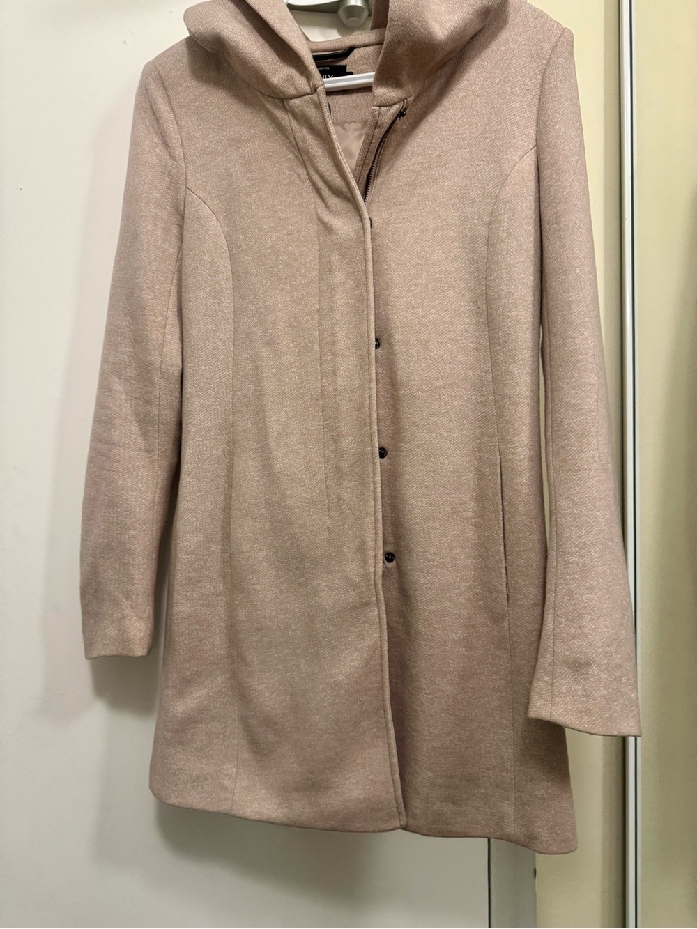 ONLY Taupe Hooded Long Knit Coat